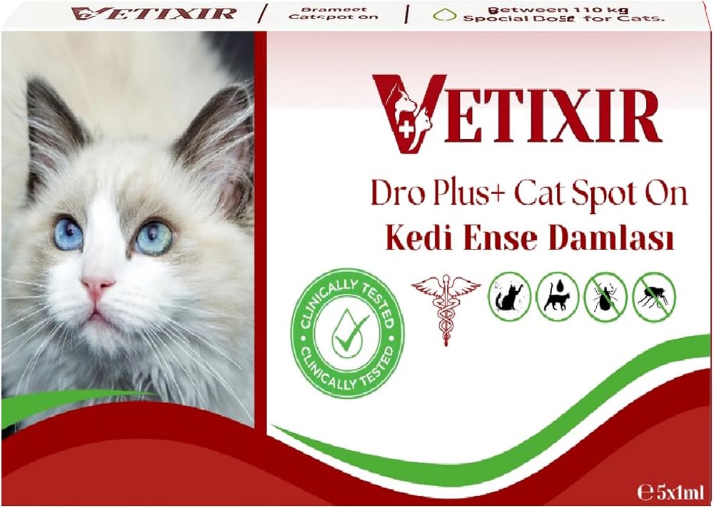 Kedi Bitkisel Ense Damlası Dış Parazit Bit Pire Kene Deri Bakımı İçin Etkili 5 Adet Damla (1-10 kg)