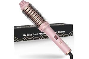 ATOPSKINS 38mm Cepillo Redondo Pelo,Cepillo Secador de Pelo Thermal Brush,Cepillo Termico Cepillo Electrico Pelo,Cepillo Moldeador de Pelo de Doble Voltaje Para Viajes Pantalla LCD 120-210℃,Regalos Para Mujeres