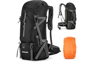JOVELL Wanderrucksack 70L für Herren und Damen, Ultraleichter Campingrucksack Trekkingrucksack Reiserucksack Großer Wasserdichter Wandern Rucksack mit Regenhülle für Trekking, Bergsteigen, Outdoor (Schwarz)