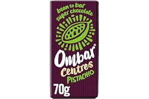 Vegan Chocolate Bar - Ombar Centres Pistachio - Organic Fair Trade Chocolate - Dairy and Gluten Free - Raw Cacao - 70g - Single Bar