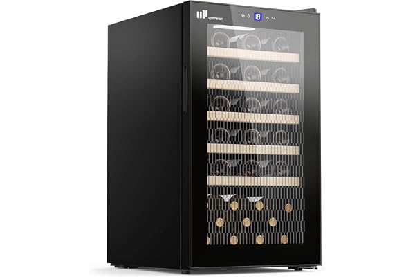 Upstreman 95L Cave à Vin – Capacité max. 41 Bouteilles, Réglage 5°C - 20°C, Encastrable/Sous-plan, Double Vitrage, Écran Tactile, Éclairage LED, 5 Clayettes, Noir W41