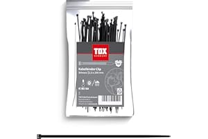 TOX zacisk zaciskowy, czarny, odporny na promieniowanie UV, uniwersalne zastosowanie wewnątrz i na zewnątrz, do bezpiecznego mocowania w domu, rozmiar 2,5 x 200 mm, 100 sztuk, 099600022