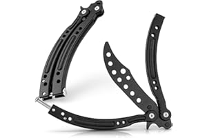 MAJESTY FOREST® Butterfly Trainer im CSGO-Stil – Edelstahl Balisong Trainer mit stumpfer Übungsklinge und E-Book zum Tricks lernen