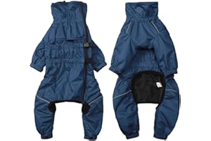 babepet 1/2 Trousers Suit Winter Coat for Dog,Dogs waterproof coat with legs and High collar,Fleece linner Dogs jumpersuit with Reflective strip for Puppies Small Medium Large Dog-Navy Blue-M