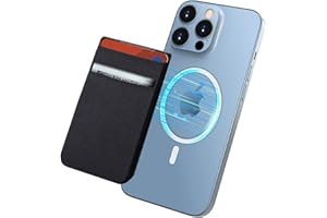 imluckies Cartera Magnética Compatible con la Cartera MagSafe Diseñada para iPhone 16 15 14 Pro MAX/Pro/Plus, Doble Bolsillo de Tela Elástica para 13/12 Pro MAX Mini, Negro