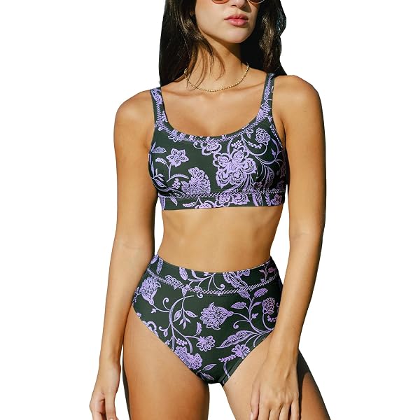 CUPSHE Damen Tankini-Set – V-Ausschnitt, Gerüscht, Mittelhohe Taille (2-teilig)