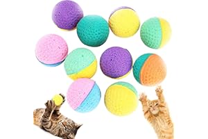BIPY 20 bolas de juguete para gatos, bolas de látex de espuma, juguetes de esponja elástica, bola de esponja colorida para interiores, gatito interactivo, persecución, bolas de masticación, juguete