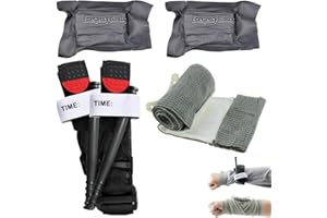 BASTOUR Garrot Tourniquet, Pansement Israelien 2 Pcs, Pansement Compressif Hemostatique Urgence, Garrot Tourniquet Militaire de 6'', avec 2 Tourniquet Premier Secours, pour les Premiers Secours d'Urgence
