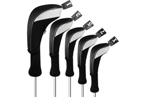 Andux Golfschlgerhauben aus Holz, 460 cc, mit langem Hals und austauschbaren Nummernschildern, 5 Stck