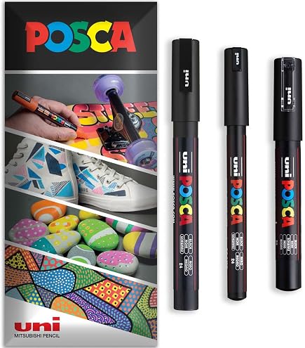 POSCA PC-5M Pennarelli Per Pittura Artistica, Punta A Proiettile 1.8-2.5mm, Inchiostro Nero Coprente, Confezione Da 2