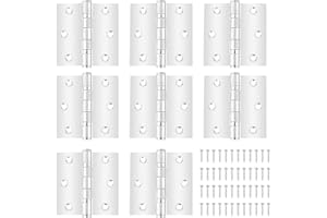 Moendergo Klappscharniere 7,6 cm Edelstahl Türscharniere Silber Kugellager Scharniere Feuerschutz-Innentürscharniere mit Schrauben für Fensterschränke Holzkisten (8 Stück)