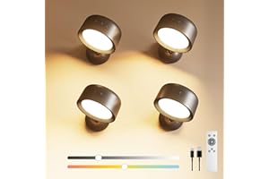 FULEN 4 Pack Led Wall Light, Wall Lamp 18 Colors, 4 Brightness Levels, 8000mAh Rechargeable Battery, Touch and Remote Control, 360 ° Rotate, Wall Lamp for Indoor Bedroom Living Room Corridor Stairs