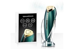 COSBEAUTY Massaggiatore Viso Antirughe, 6 in 1 Dispositivo di Bellezza Antirughe, Own Cotton Pads, Pulire i pori Profondi, Rughe Anti-età Rassodamento e Lifting viso, Ricarica Wireless (Verde)