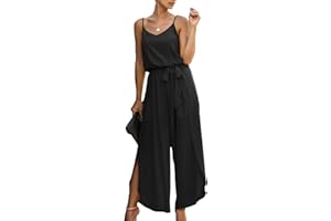 ASOMI Jumpsuit Damen Sommer Lang: Sexy Cocktail Elegant Mode Gürtel Overall Hochzeit Hawaii Urlaub Strand V-Ausschnitt Hosenanzug Business Baggy Festlich Spaghettiträger Outfit