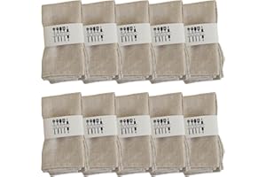 ULAWELLOR 10 Pezzi Tovaglioli di Lino,Tovaglioli in Lino di Alta Qualità,per Feste,Cucina,Tavoli,Cene,Caffè,Ristorante,Beige