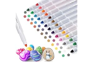 APOGO Acrylic Paint Pens Set 25 colors for Pebbles Painting,Wood,Stones,Glass,Canvas,Ceramic,Water Based Ink,Smooth,Dry Fast,2mm Fine Tip,Painting Supplies,Crafts for kids Adult Colouring Pens