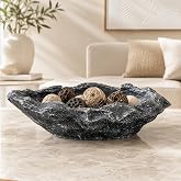 Modern Beton Dekoratif Kase &ndash; Gri Siyah Taş Dokulu Orta Sehpa Objesi &ndash; El Yapımı Salon ve Masa &Uuml;st&uuml; Dekoru &ndash; 30 cm