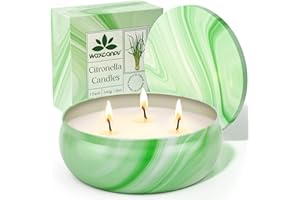 WAXCANPY Candele Citronella Esterno 12Oz | 3 Stoppini Giardino Candele Citronella | Citronella Candele per Esterno | Durata di 50 Ore | Con Olio Naturale di Citronella e Lemongrass | Perfette per Giardino