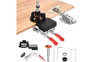 CLIPLANYARD 35mm Cabinet Hinge Jig Drilling Hole Puncher, Household Tools Aluminum Alloy Double Clamp Accurate Locking Concealed Hinge Jig Drilling Hole Puncher for Door Concealed Installation