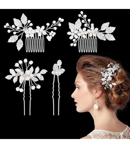 Peigne à Cheveux Mariée Strass Et Perles – Accessoire Coiffure Cristal Argenté – Pour Mariage, Fête Ou Occasion Spéciale