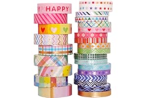 LGEGE Lot de 27 rouleaux de ruban adhésif Washi Tape Set fin arc-en-ciel, 5/10 mm de large, motif décoratif coloré vif,ruban de masquage japonais pour scrapbooking,bullet journal,emballage cadeau(3 m)
