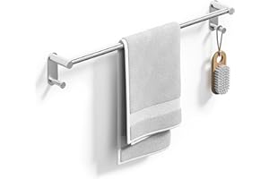 JOCKCARAS Towel Bar Adhesive Shower Holder: SUS 304 Sticky Self Adhesive Hand Towel Rack for Bathroom