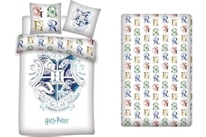 AYMAX S.P.R.L. Harry Potter, set copripiumino 140 x 200 cm + federa + lenzuolo con angoli 90 x 190 cm, 100% cotone