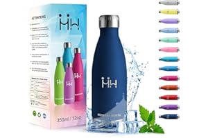 HoneyHolly Gourde Isotherme - 350ML - Gourde Enfant sans BPA, Gourde Inox Réutilisable, Bouteille Isotherme, Processus de revêtement en Poudre, Gourde Metal pour École, Bureau, Garçon, Fille