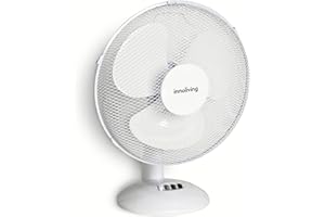 Innoliving Ventilatore da Tavolo 40CM INN-502 con 3 Velocità, Inclinabile, Oscillazione Automatica, Griglia di Sicurezza, Potente 45W, Silenzioso ed Efficiente per Casa e Ufficio