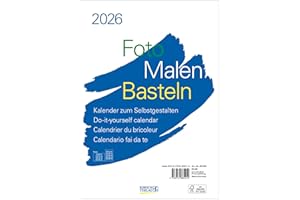 Foto-Malen-Basteln Bastelkalender A4 weiß 2026: Fotokalender zum Selbstgestalten. Do-it-yourself Kalender mit festem Fotokarton.