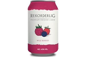 Rekorderlig - Cider - 24x0,33l Dosen in den brandneuen Sommerfarben | Set inkl. lukky24® Schlüsselanhänger für Einkaufswagenchip (Waldbeere 4,5% Vol)