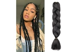 Gairyan Extension per Treccine Africane Extension Capelli Finti per Treccine Afro 24" Ombre Treccia Capelli Sintetici Crochet Twist Jumbo Braids confezione da 1 (Nero Naturale)