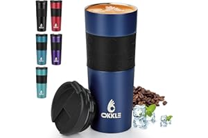 OKKLE Travel Mugs for Hot Drinks 600ml, Insulated Coffee Mug with Leakproof Lid BPA-Free Coffee Travel Mug, Vacuum Insulation Stainless Steel Cup for Hot and Cold Coffee and Tea