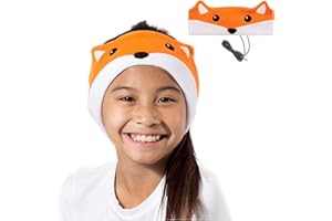 CozyPhones Kids Headphones. Comfy Headband Earphones, Light as Air and Great for Travel, Comes in Kid Friendly Animal and Anime Designs and Cute Colors like Green, Blue and Purple - FOX