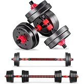 JUPPLIES 2 in 1 Adjustable Dumbbell Set | 22 lbs 20 kg 35 kg | Dumbbell Kit with Adjustable and Non-Slip Straight Bar - Dumbb