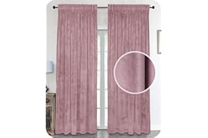 BEAUTEX Samt Vorhang Kräuselband U-Band Gardine Velvet abdunkelnd und Blickdicht, 140x245 cm (Breite 140 cm, Höhe 245 cm, Rosa)