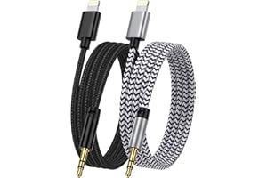 OCBUO iPhone Aux Kabel für Auto, 2 Pack 3,5mm Aux auf Lightning Kabel Adapter, Lightning auf Klinke Kabel für iPhone 14 Pro/14 Plus/13/12/11/SE/XS/XR/X/8, iPhone Audio Kabel für Auto/Kopfhörer/Lautsprecher