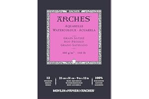 ARCHES A1795097 Enc Bloc 23x31 12H Aquarelle 100% Satin 300g Blanc NAT, White Natural