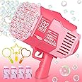 PanKome Bubble Gun, Upgraded 132-hole Bubble Machine Gun with Bubble Solution, Bazooka Bubble Machine, Toy Gifts for Christmas Indoor and Outdoor Birthday Wedding Party Events (Pink)
