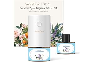 ‎SENSEFLOW SenseFlow Aroma Diffuser für Ätherische Öle SF101, Wasserloser Ultraschall Duftstecker Raumduft, 100% pflanzlich Lufterfrischer, 120-Tage Aroma für Zuhause, Hotel - bis zu 100 m² - Küstenblüte