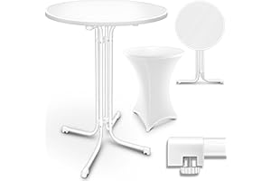 tillvex® Gastro Stehtisch klappbar Ø80cm mit Husse | Bistrotisch FERTIG MONTIERT | Klapptisch rund - wetterfester Partytisch | Gartentisch Indoor & Outdoor