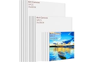 CYEER Lot de 15 toiles à peindre - En coton - Blanches - Sur châssis - Différentes tailles - Pour peinture acrylique, peinture à l'huile, gouache, aquarelle (8 x 8, 12 x 12,12 x 16 cm)