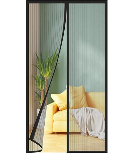 Magnetic Fly Screen Door, Hundreds Of Sizes, 175 X 200cm, Anti Mosquito Mesh Curtain With Powerful Magnets, Insect Protection Door, Black Strips