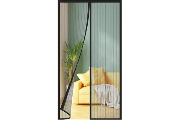 Mosquitera Puerta Magnetica 115x205 cm, Adecuado para Todos los Tamaños de Puerta de Balcón, Puerta de Salón, Puerta Corredera Exterior. Rayas Negras