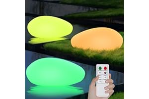 UUFFOO Lampada solare galleggiante,3 pezzi RGB IP67 impermeabile Solare da Giardino per Esterni con telecomando e spina di messa a terra, Luci per Piscine per piscina, stagno, cortile, giardino (roccia)