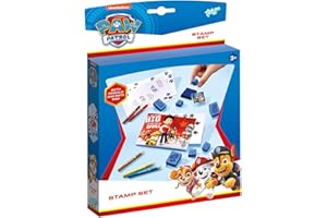 Totum-720336 Set Paw Patrol con 7 Motivi, timbri in Blu, Blocco da colorare e 5 matite Colorate, Colore, s, 720336