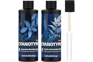 TENEE Complete Cyanotype Kit, Cyanotype Sensitizer Set for Sun Printing, Solar Sun Print Kit for Photographic Process Projects on Fabric and Paper, Ideal Blue Prints Sensitizer for Beginners & Artists
