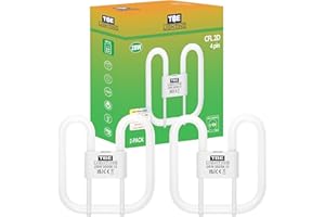 TBE LIGHTING Lampade a risparmio energetico CFL da 28 W 2D a 4 pin, lampadine fluorescenti DD, attacco base GR10q a 4 pin, lampada a lunga durata, bianco morbido 3500 K (confezione da 2)