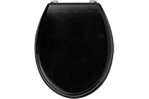 Beldray LA032355BLKFEU7 Wooden Toilet Seat – Oval Toilet Over With Lid, Fits Most Sized Toilets, Durable Stainless Steel Hinges, Quick & Easy To Fit, Easy To Clean, Stylish Black Design, 360 x 428 mm