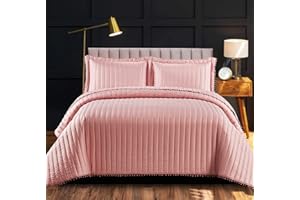 Shop Direct 24 Luxury Quilted Bedspreads King Size Bed Quilt Throws Beds Reversible Polyester Filling Embossed Bedspreads & Coverlets Christmas Bedding King Size Bed with Pillow Cases 240x250cm Pink